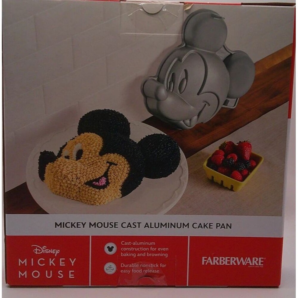 Disney Mickey Mouse Cast Aluminum Cake Pan Mold Farberware Non-Stick NEW Sea